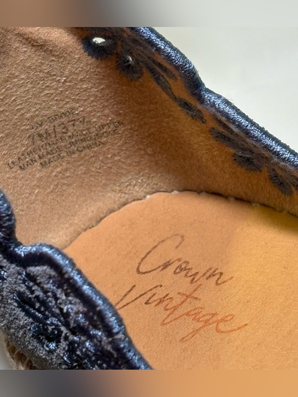 Crown Vintage Brixie Powder Blue Espadrille Leather Scalloped Embroider Size 7 - Picture 11 of 14